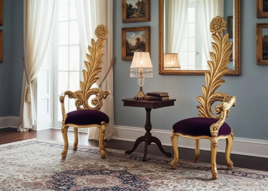 Kursi Model Ukir Bunga Gold Classic