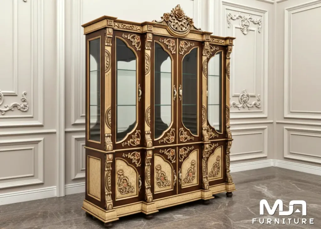 Jual Lemari Pajangan Bunga Almari Hias Kaca Klasik Jepara