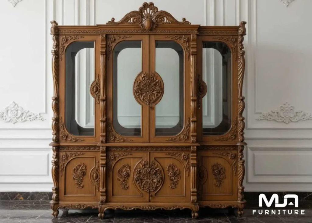 Sale Lemari Pajangan Ukiran Jati Klasik Jepara Terbaru