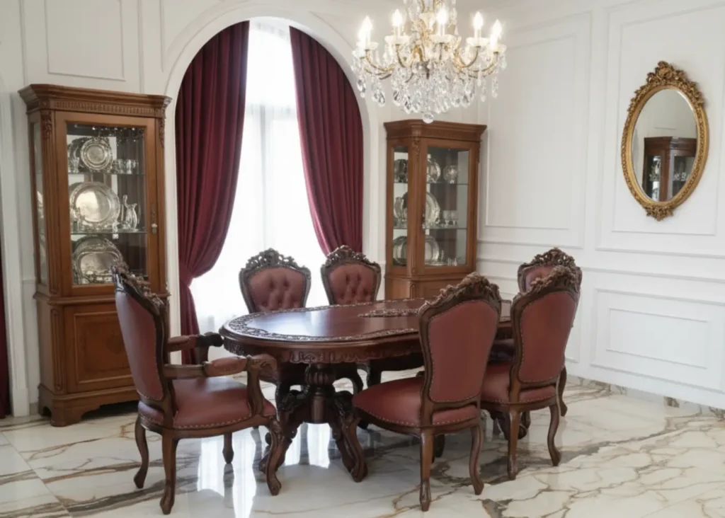 Set Meja Makan Ganesa Ukiran Jati Jepara