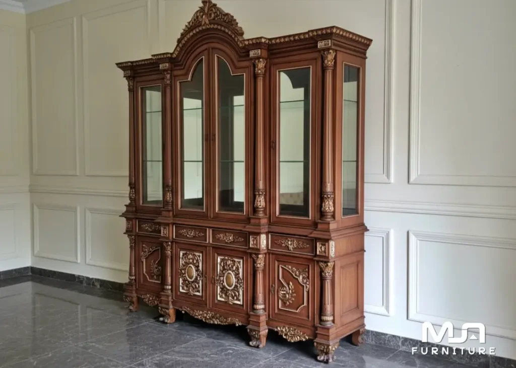 Almari Hias Kaca Turky Style Lemari Pajangan Jati Ukir Jepara