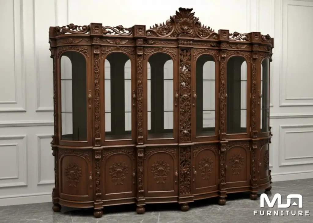 Lemari Hias Kaca Style Turkey Lemari Pajangan Shima Almari Hias Klasik Jati Jepara