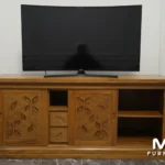 Meja TV Bufet Minimalis Sleding Jati Jepara Asli Elegan Kokoh Bisa Custom