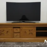 Meja TV Bufet Pendek Pintu Sleding Jati Jepara Asli Elegan Kokoh Bisa Custom