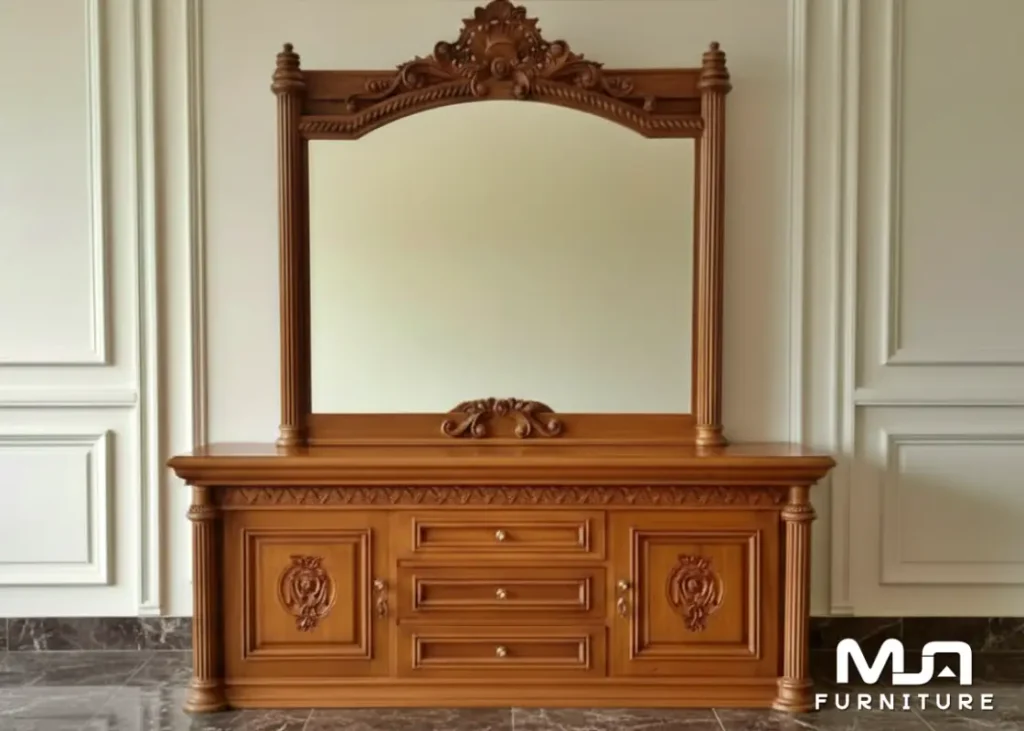 Bufet Cermin Ukiran Mewah Jati Klasik Jepara