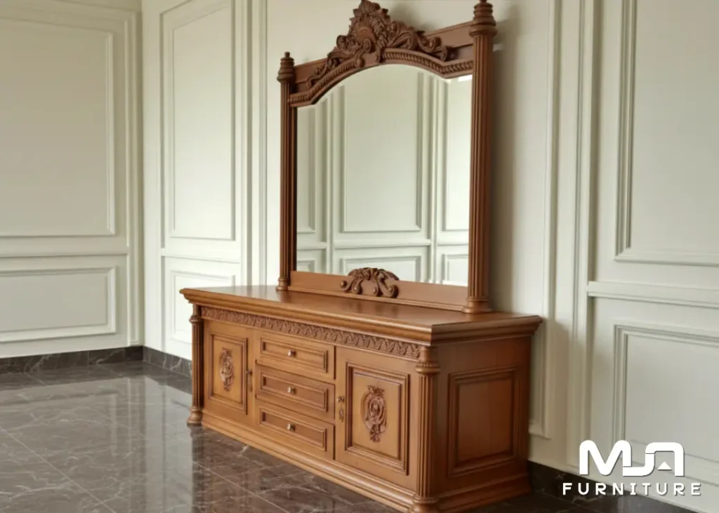 Jual Bufet Cermin Ukiran Mewah Jati Klasik Jepara