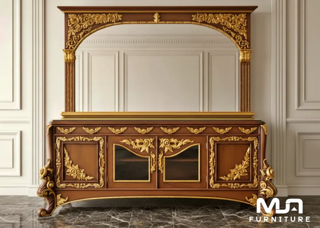 Bufet Jati Hias Kaca Cermin Ukir Jepara