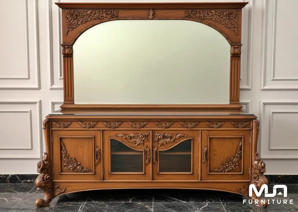 Jual Bufet Jati Hias Kaca Cermin Ukir Jepara