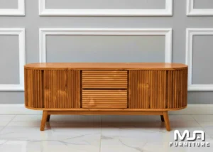 Bufet Minimalis Salur Kayu Jati Jepara Asli – Elegan, Kokoh & Bisa Custom