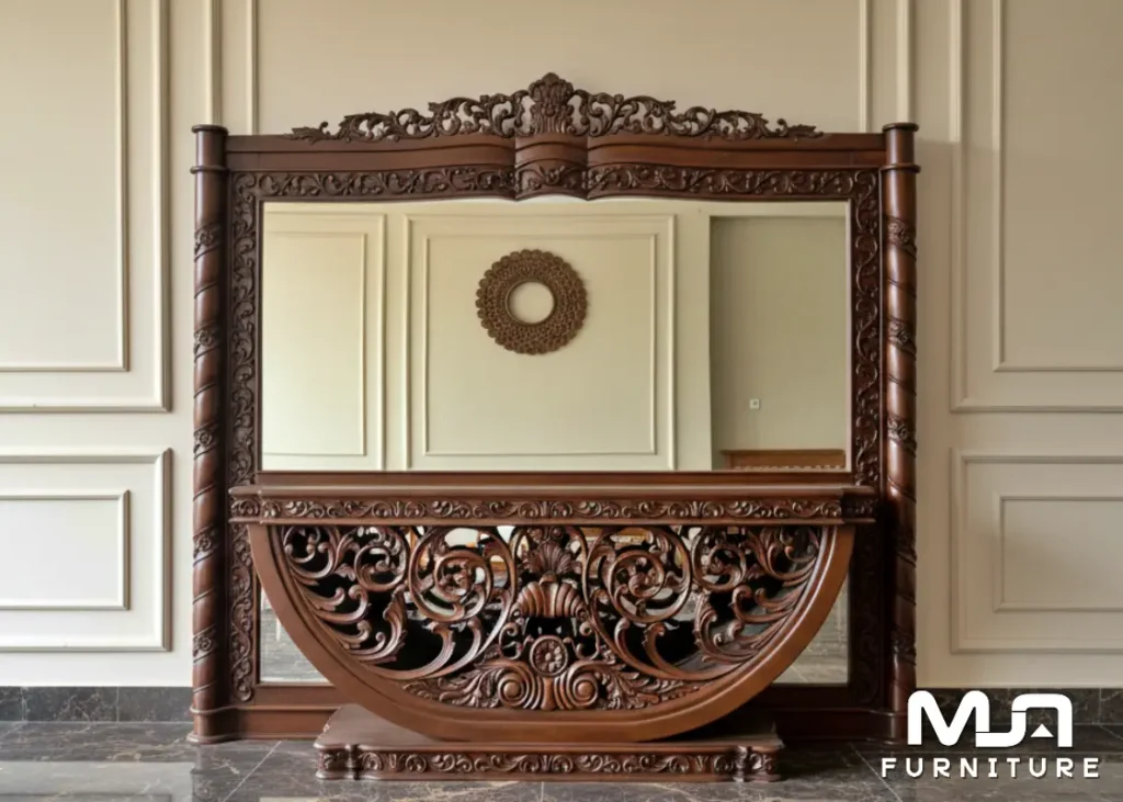 Console Table Meja Cermin Mewah Ukiran Jati Jepara