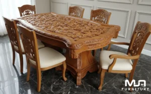 Meja Makan Ukir Bunga