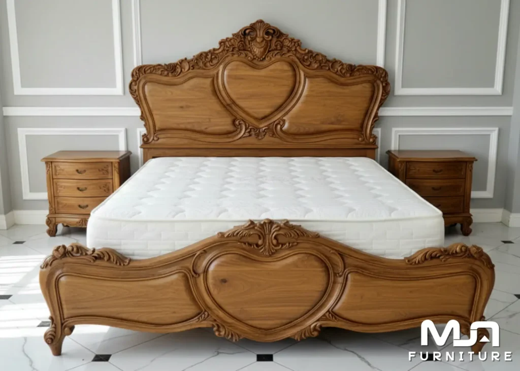 Dipan Mewah Jati Klasik Tempat Tidur Kayu Solid Jepara