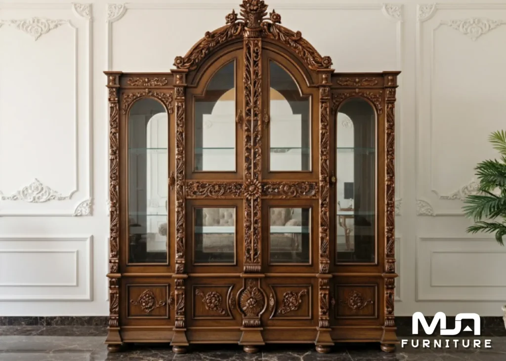 Lemari Pajangan Ukiran Mewah Klasik Jepara