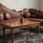 Sofa Sudut Jati Klasik Synthetic Leather