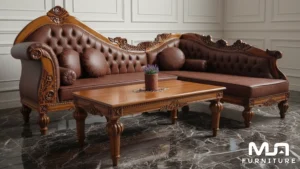 Sofa Sudut Jati Klasik Synthetic Leather
