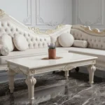 Sofa Tamu Sudut White Klasik Synthetic Leather