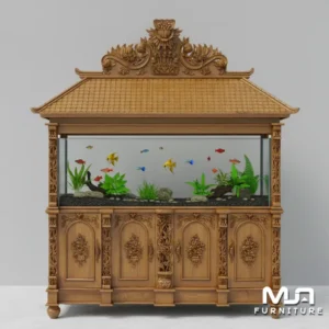 Jual Meja Aquarium Ikan Hias Ukir Jati Mewah Jepara