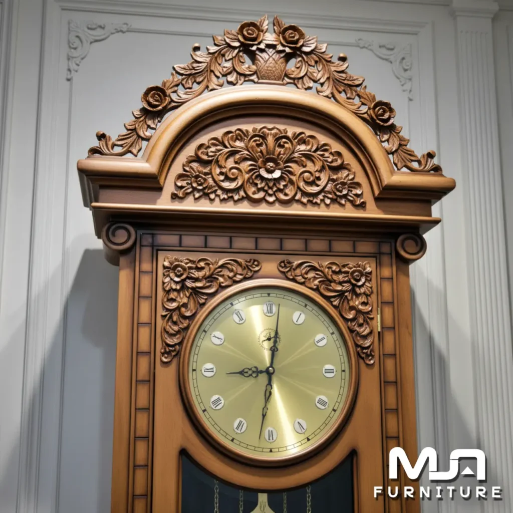 Lemari Jam Hias Mewah Klasik Ukir Jati Jepara