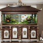 Lemari Meja Aquarium Jati Klasik Ukiran Mewah Jepara