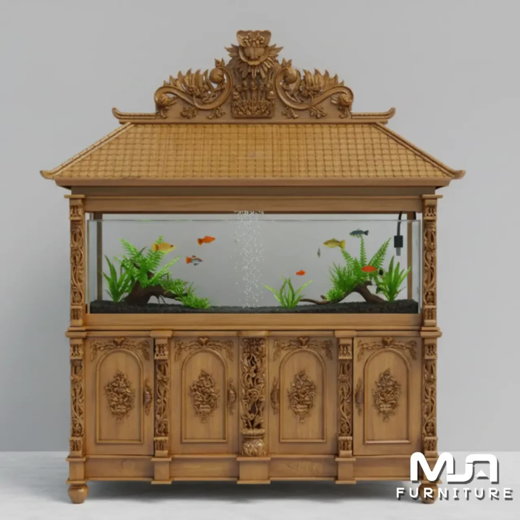 Meja Aquarium Ikan Hias Kayu Jati Mewah Jepara