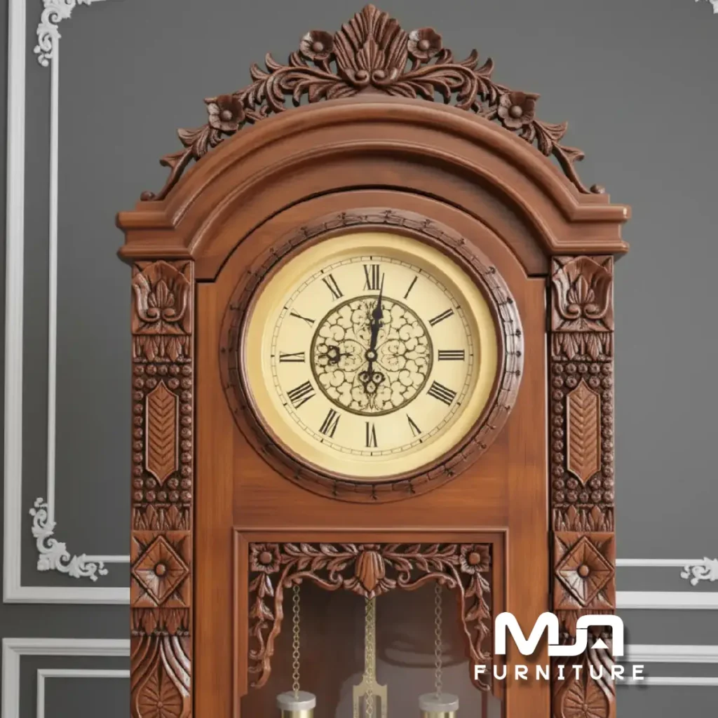 Ukiran Almari Jam Hias Jati Jepara