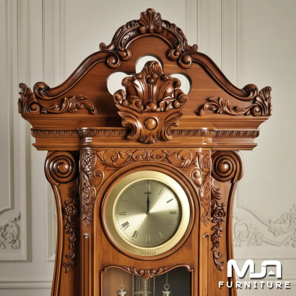 Ukiran Lemari Jam Kayu Jati Jepara