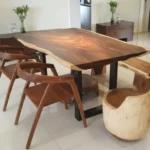 Set Meja Makan Trembesi Kaki Besi
