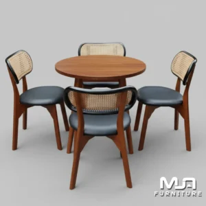 Meja Makan 4 Kursi Cafe Rotan Jepara