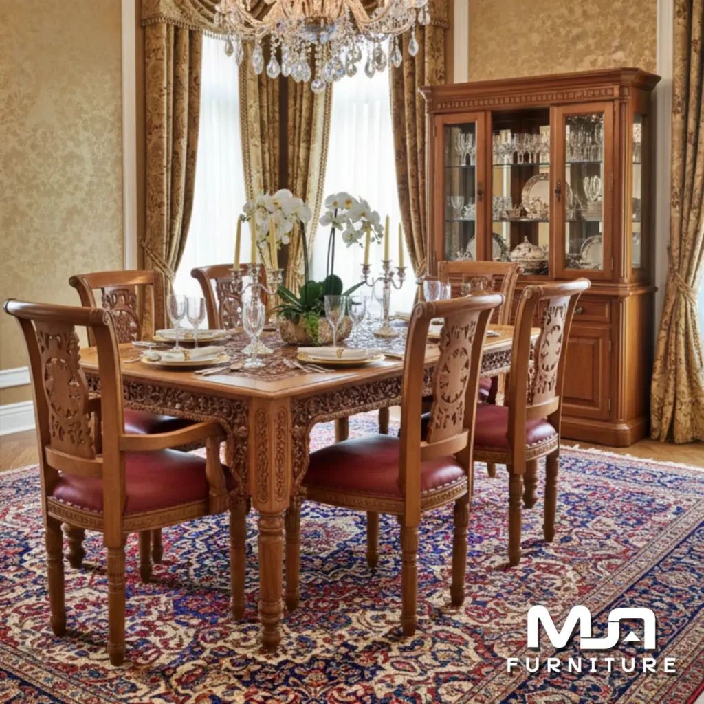 Meja Makan 6 Kursi Ukiran Jati Jepara