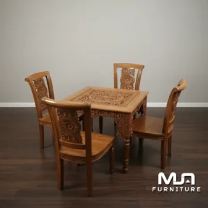 Meja Makan Klasik 4 Kursi Walnut