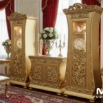 Model Bufet TV Lemari Hias Gold Klasik Jepara