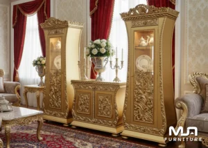 Model Bufet TV Lemari Hias Gold Klasik Jepara