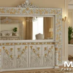 Bufet Klasik Mewah Putih Klasik Plus Pigura