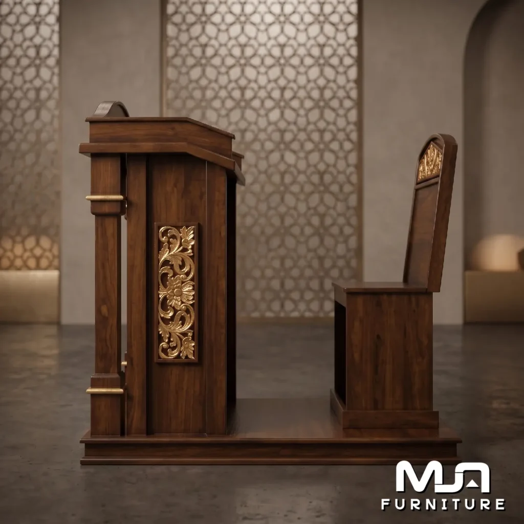 Jual Podium Mimbar Masjid Minimalis Kayu Jati Ukuran Panjang 120 cm