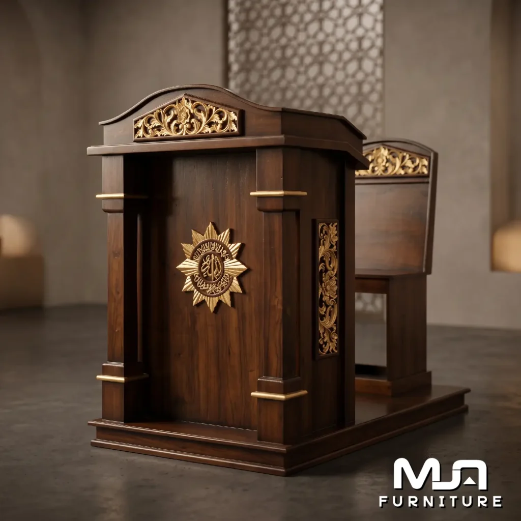 Podium Mimbar Masjid Minimalis Kayu Jati Ukuran Tinggi 125 cm